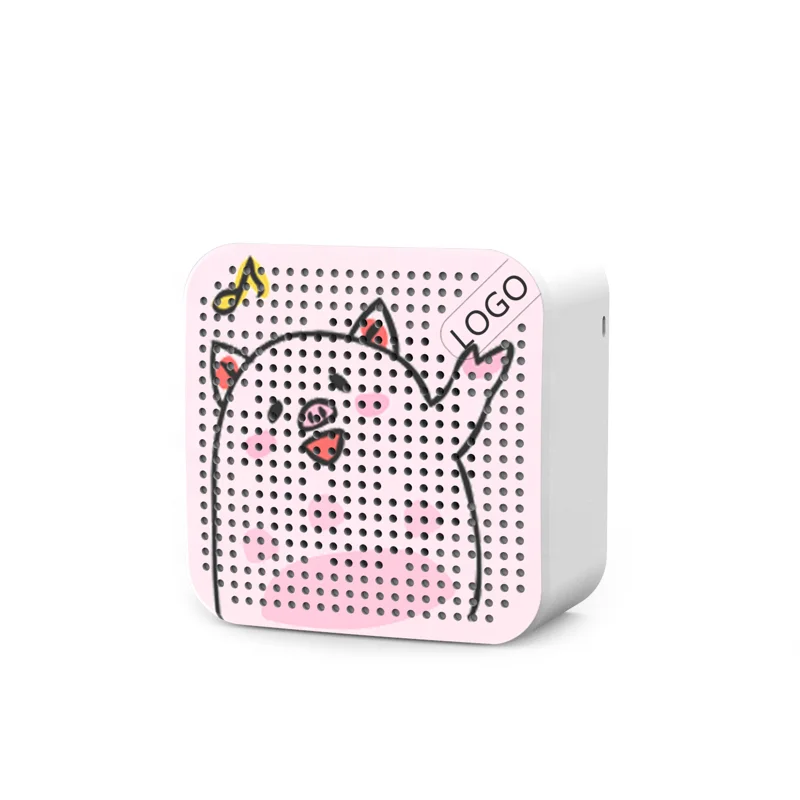 TWS Wireless square Cartoon Animal Printing Speaker Wireless Portable Mini Sound Box  Loudspeaker for laptop tablet Mobile