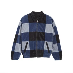 Decheng OEM Factory Plain High Quality Custom Cotton Plaid Zip Up Embroidered Mens Blank Plain Double Layer Jacket Long Sleeve