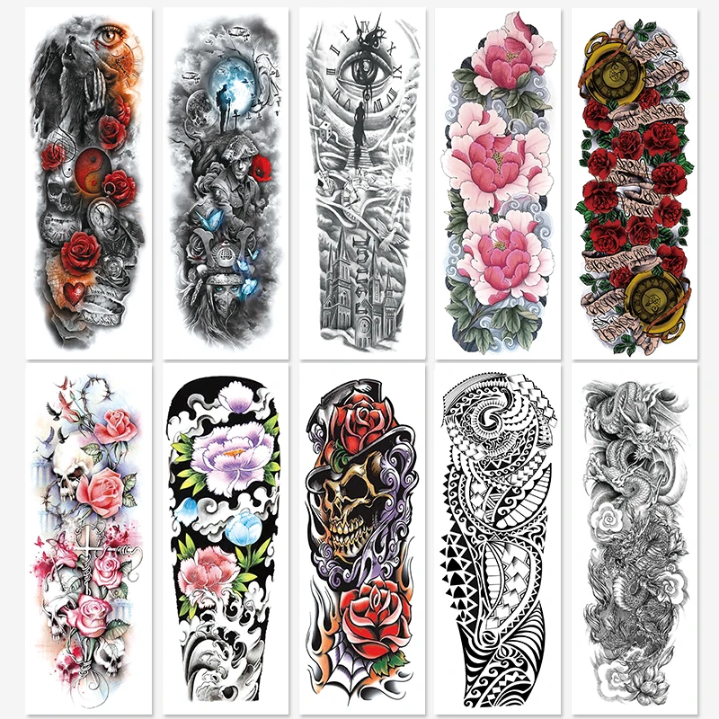Hot Sale Large Size Waterproof Arm Tatoo Stickers Full Sleeve Long Lasting Fake Body Temporary Tattoos For Men
