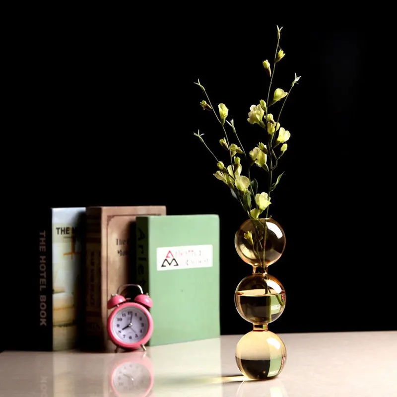 Redeco Modern Nordic Style Modern Shaped Vase Colored Glass Bubble Vase Transparent Bud Vase For Home Decoration