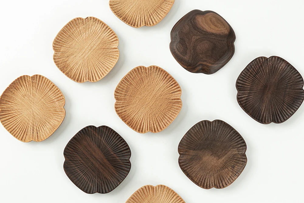 Wholesale Four Leaf Clover Shaped Beech Wood Tea Drink Coffee Coaster