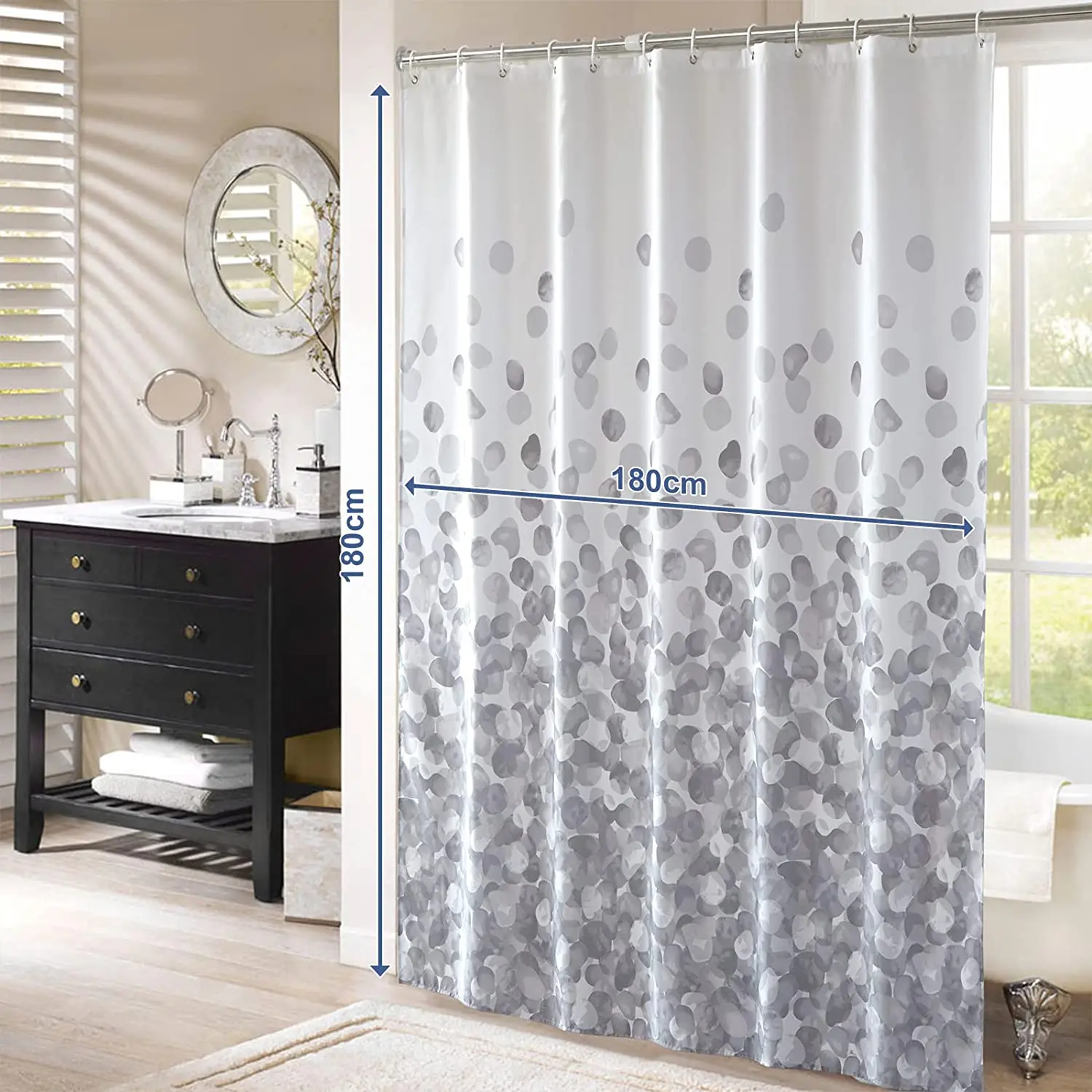 Misty Forest Shower rod Curtains Natural Woodland Modern National Bathroom Curtain Waterproof Bathing Cover with Hoops