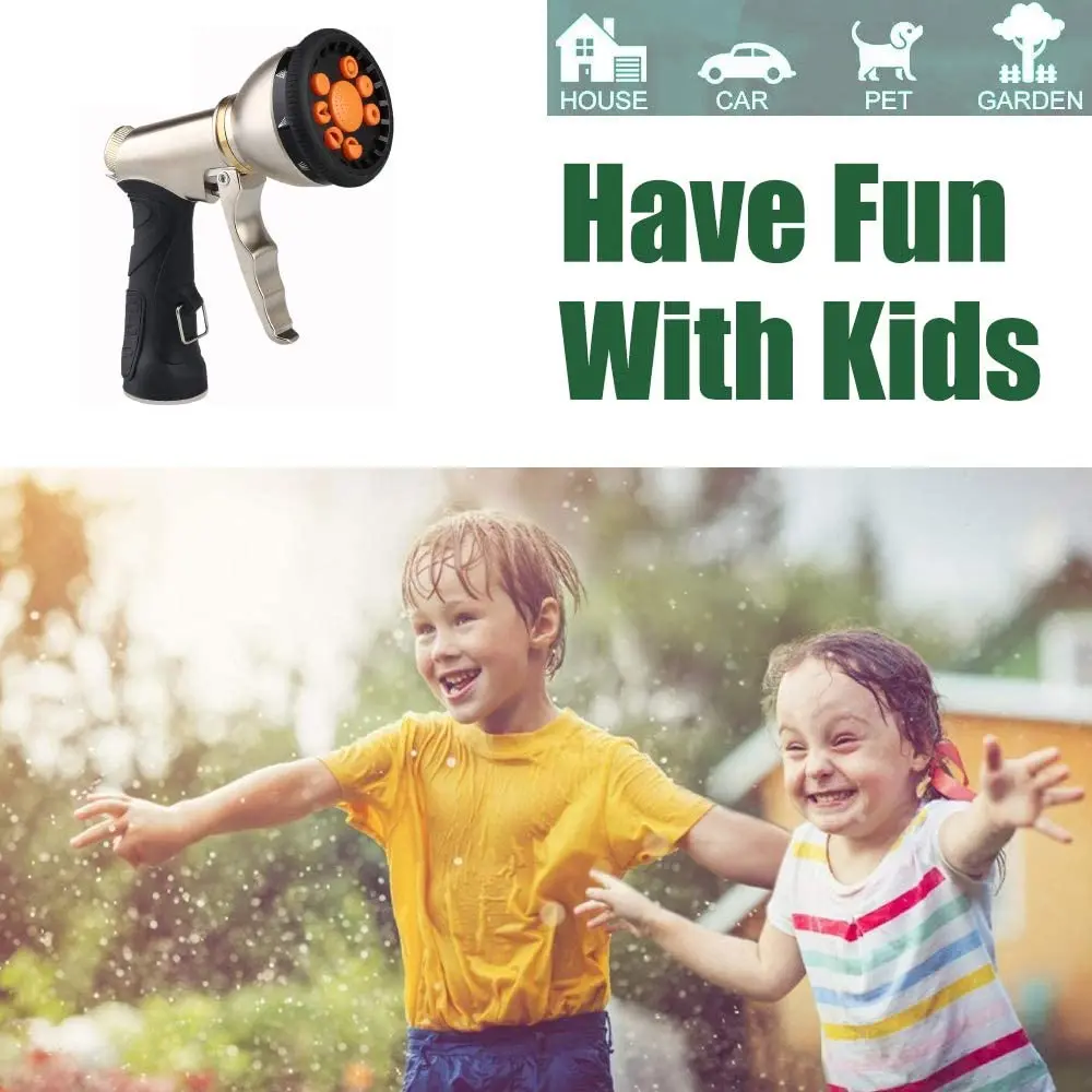 2022 Hot Sale Metal Material Multifunction Garden Hose Nozzle Spray Trigger 9 Patterns Garden Water Gun
