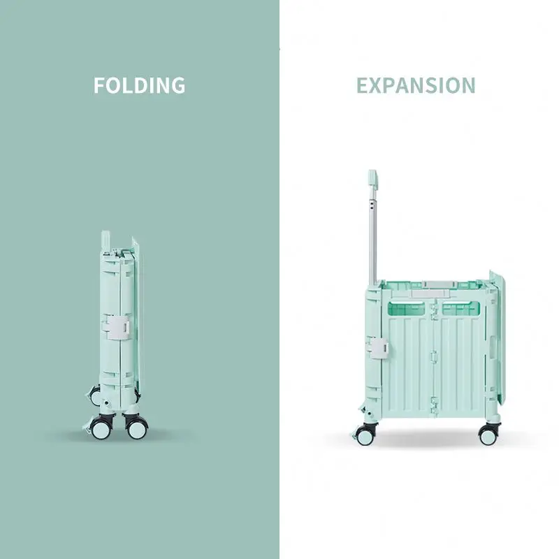 Portable shopping carts supermarket plastic shopping trolley folding shopping cart with wheels