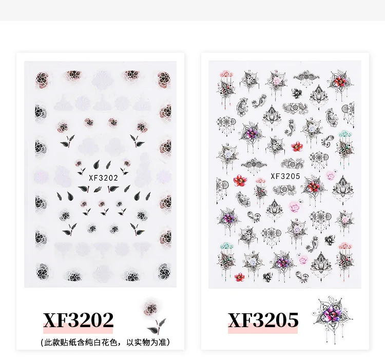 Salon  3D Nail Sticker Summer Flower Flamingo Design Stickers for Nails Adhesive DIY Manicure Slider Nail Sliders