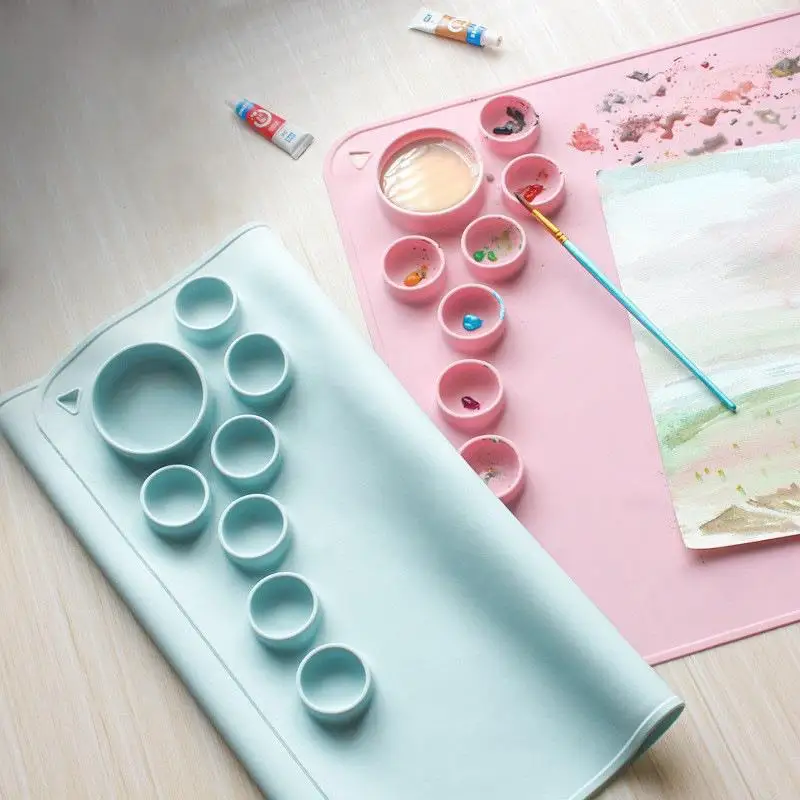 Custom Logo Nonstick Durable Washable Silicone Art Painting Mat Kid Silicone Painting Pad