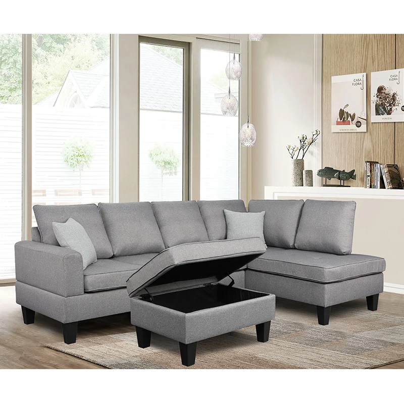 Оптовая продажа с фабрики тканевый L-образный секционный диван современный европейский стиль комплект мебели для