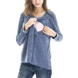 Футболка с длинным рукавом для беременных женщин простая футболка для грудного вскармливания