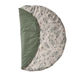 2023 new arrival OEM leaves pattern toddler nursery rug custom print linen fabric kid play mat for baby child