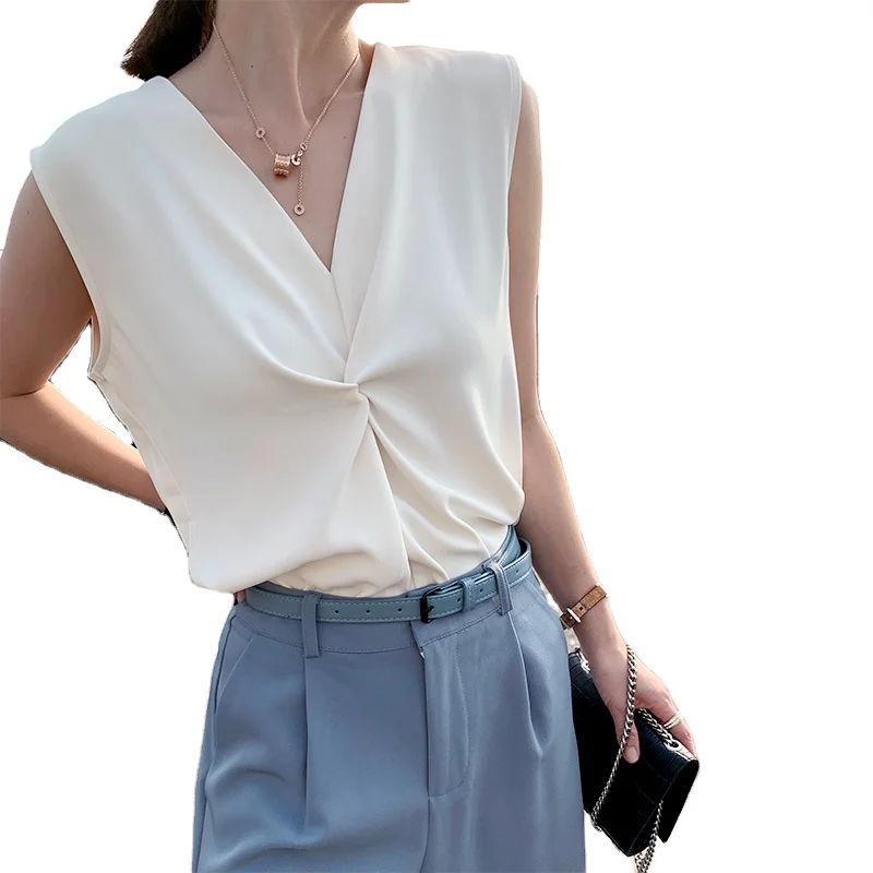 
OEM ODM Acetate V-neck Women Satin Camisole Tank Top 