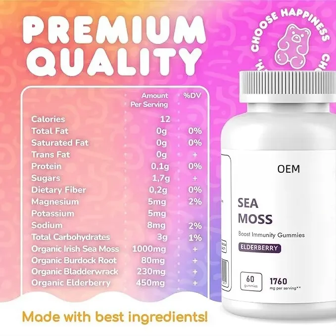 Seaweed Burdock Root Witch Hazel Elderberry Extract Immune Support for Thyroid Gland Plant-Based Supplement Customizable OEM/ODM