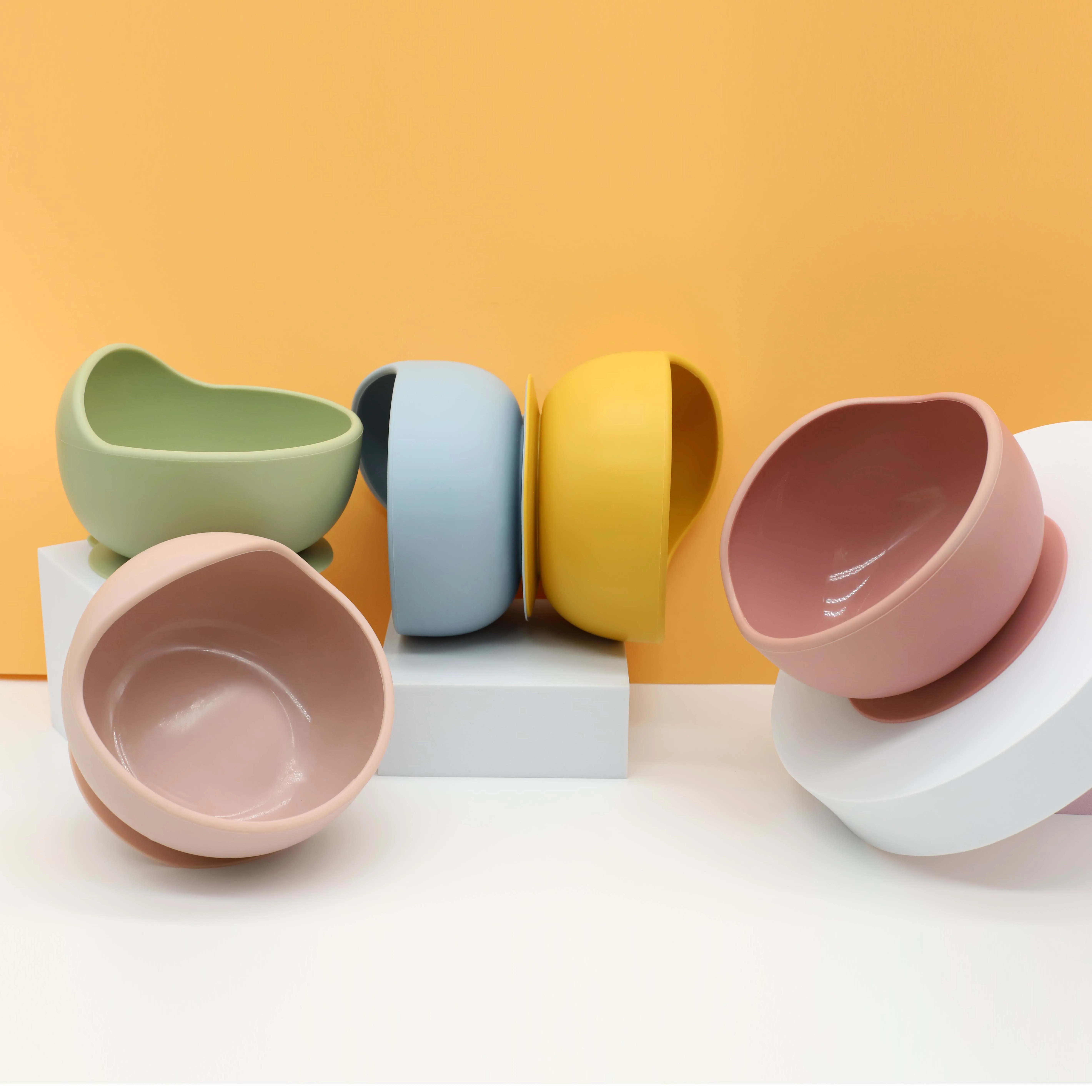 Пищевой силикон, Легкая очистка, детская чаша для еды с присоской, набор для кормления ребенка, силиконовая чаша с ложкой