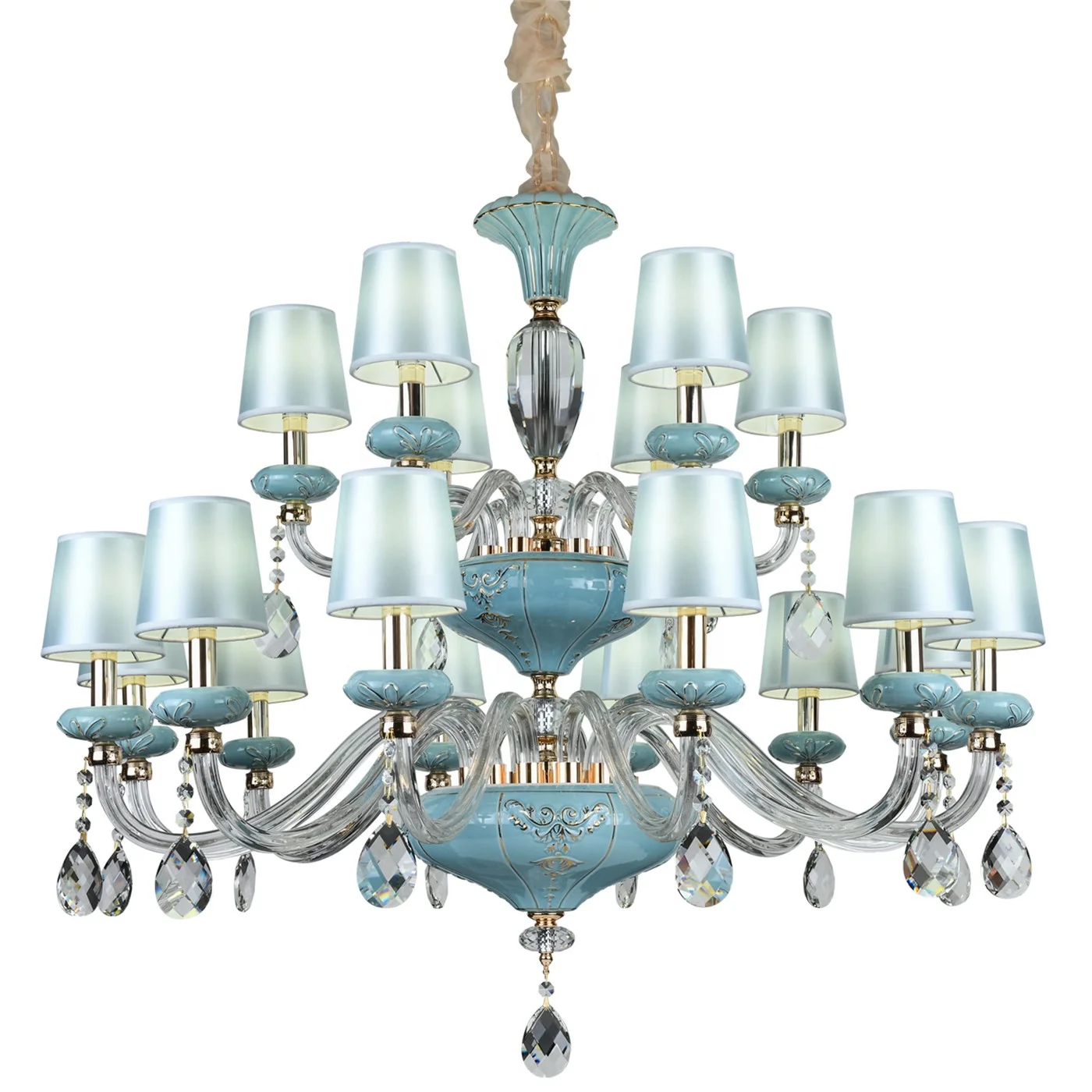 
Zhongshan Ceramic Glass Crystal Pendant Light City French Elegant Pendant Lamp European Lighting and Circuitry Design 120 80 360 