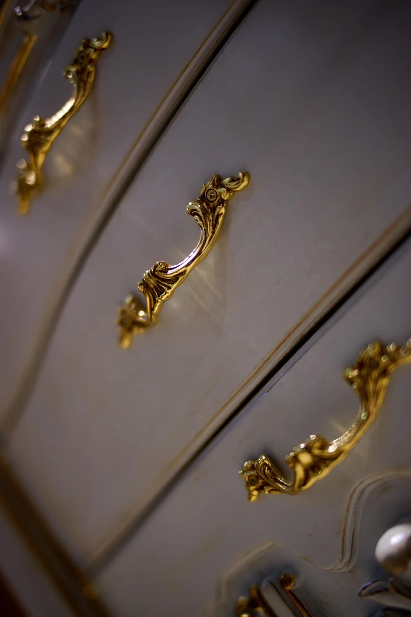 Royal luxury designs wooden french cream white rococo bedroom