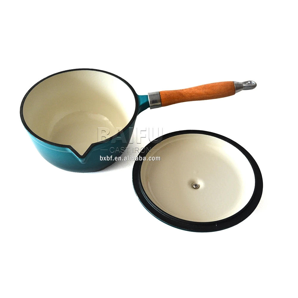 17/19/21cm Factory Supply Enameled Cast Iron Sauce Pan Saucepan with Lid Enamel Cast Iron Sauce Pot Milk Noodle Soup Pot Saucier