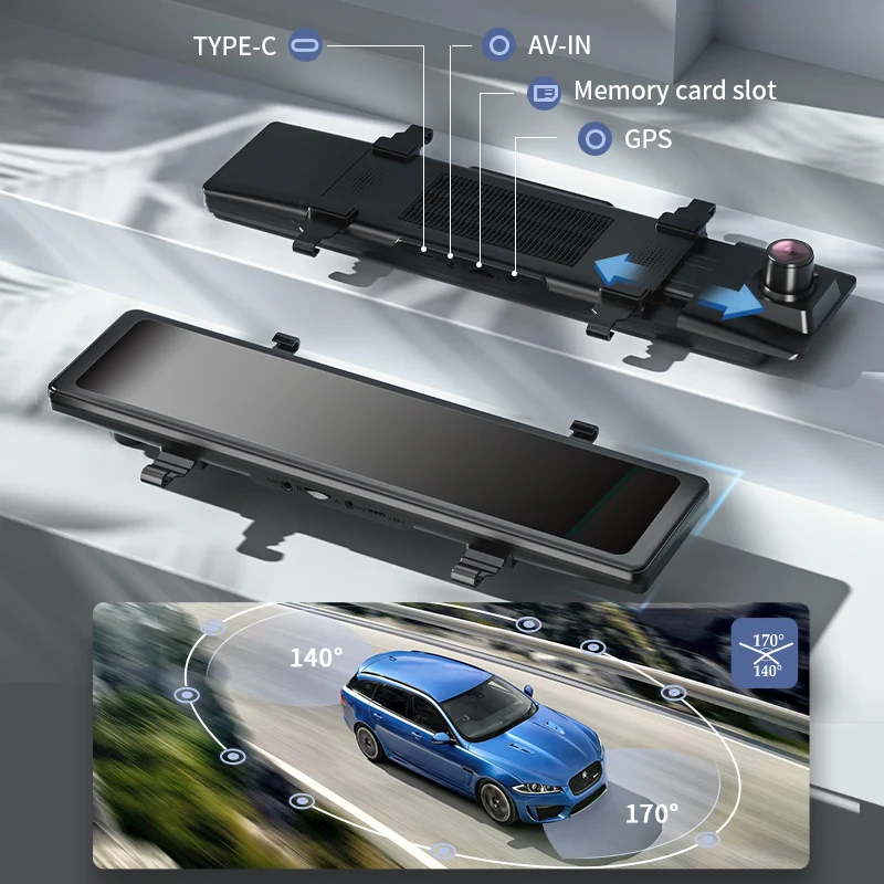 12 Inch 4K Car Dvr Mirror WiFi GPS IPS Screen Stream Rear View Dash Cam Mirror Dual Car Camera Drive Recorder Black Box