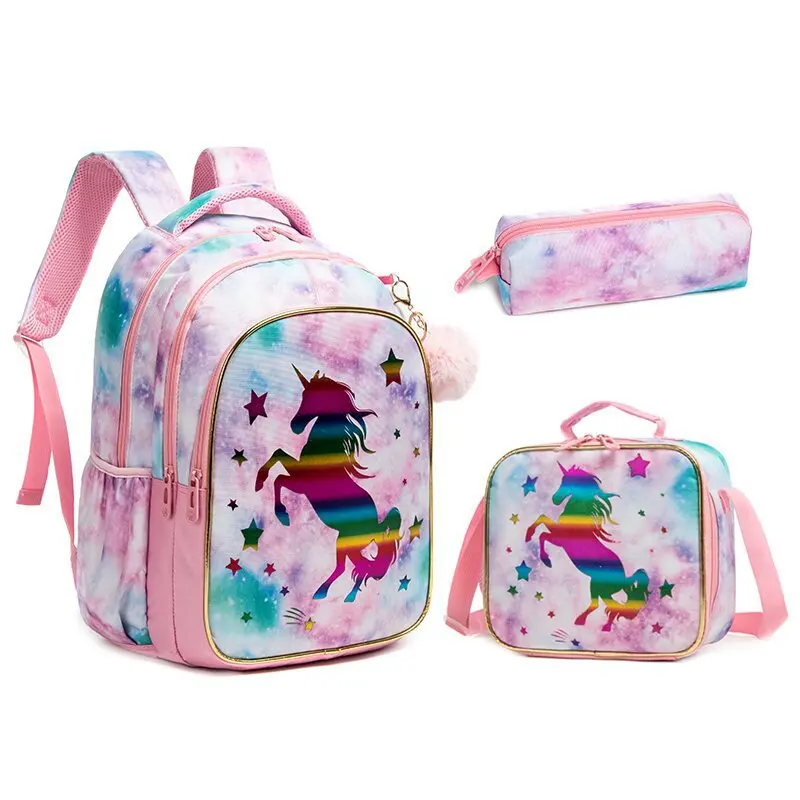 New Hot Sale Backpack Customization 7-10 years old primary girls and boys school bag set with pencil case