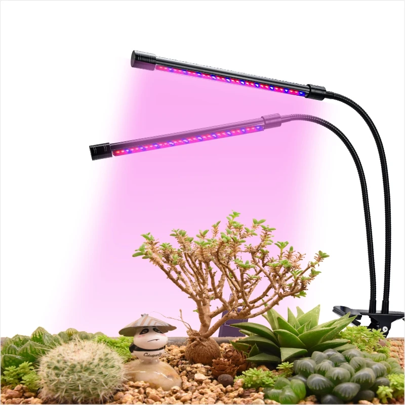 Indoor LED Grow Light Table Full Spectrum Blue Red Hydroponic Lamp with Dimmer Timer Clamp Bend Pipe Lamp for Plant Growth