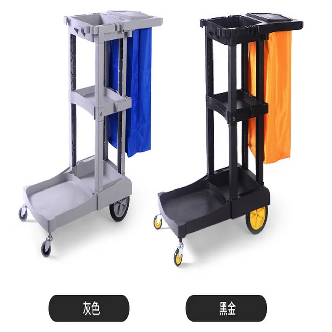 houskeeping multi purpose plastic  cleaning janitor  trolley  cart with cover and mop