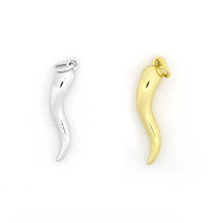 18k Shiny Gold/Silver pepper Charms Protection Horn Charms Chilli Shape Pendant For Cremation Jewelry