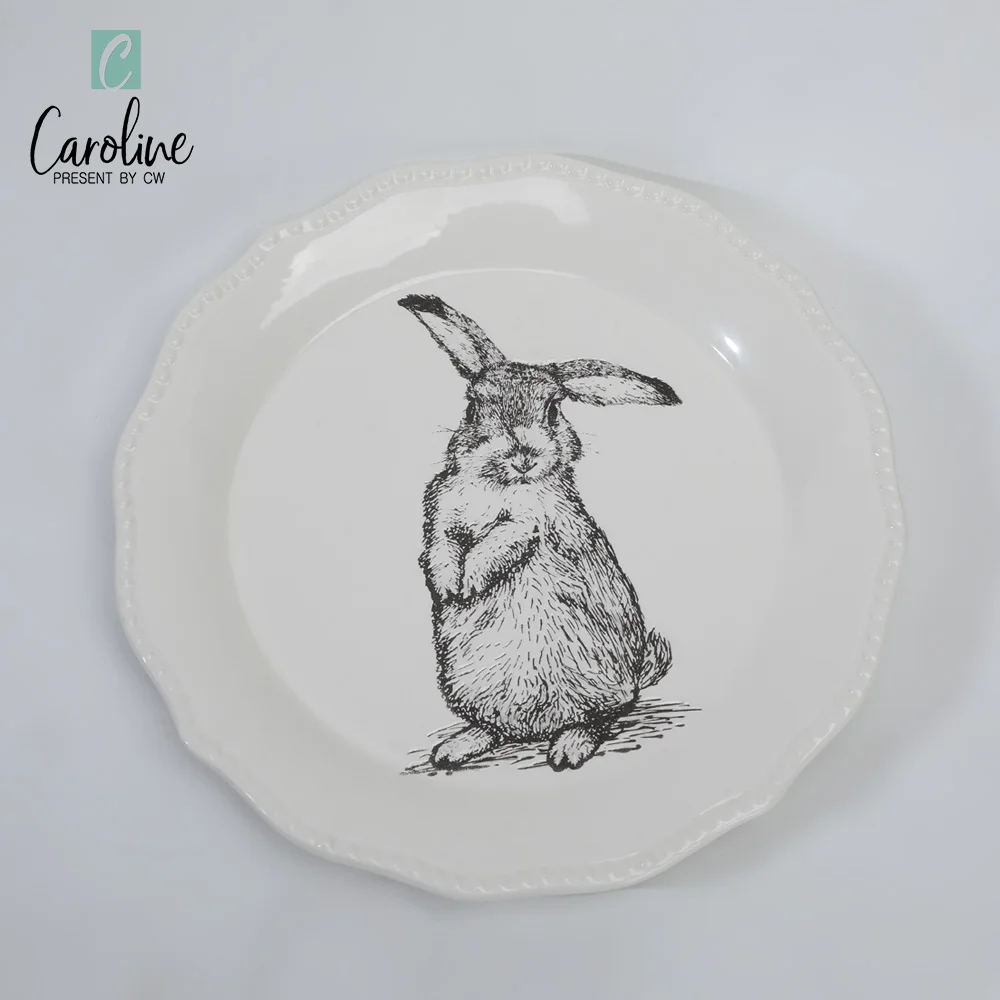 Ceramic Easter White Round Dinner Plate