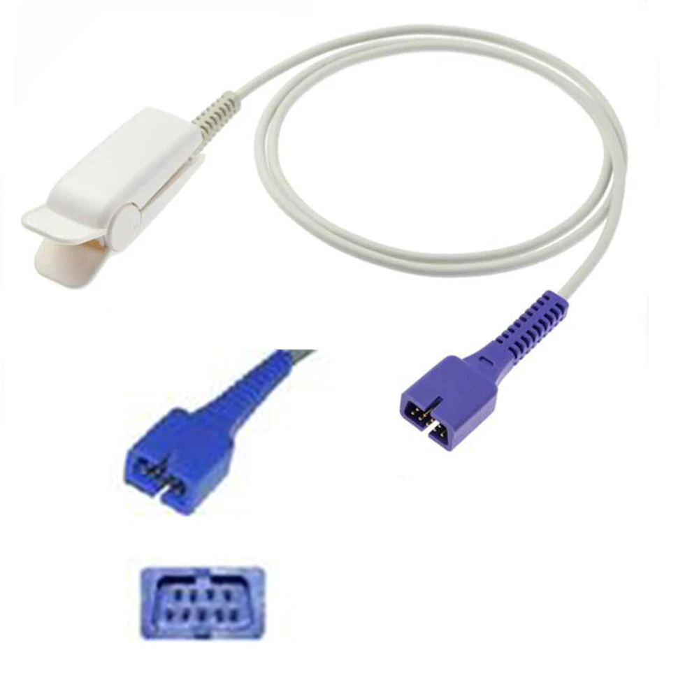 Spo2 Sensor Cable for Pulse-Oximeter Compatible with NELCOR Oximaxs DB9 Type of Monitor Probe  Reusable Blood Oxygen Connector