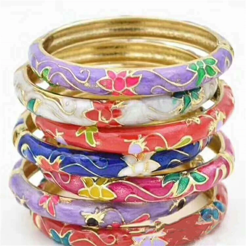 Wholesale Latest Designs High Quality Cloisonne Bracelet Retro Drop Oil Carved Hollow Bracelet Stall Jewelry