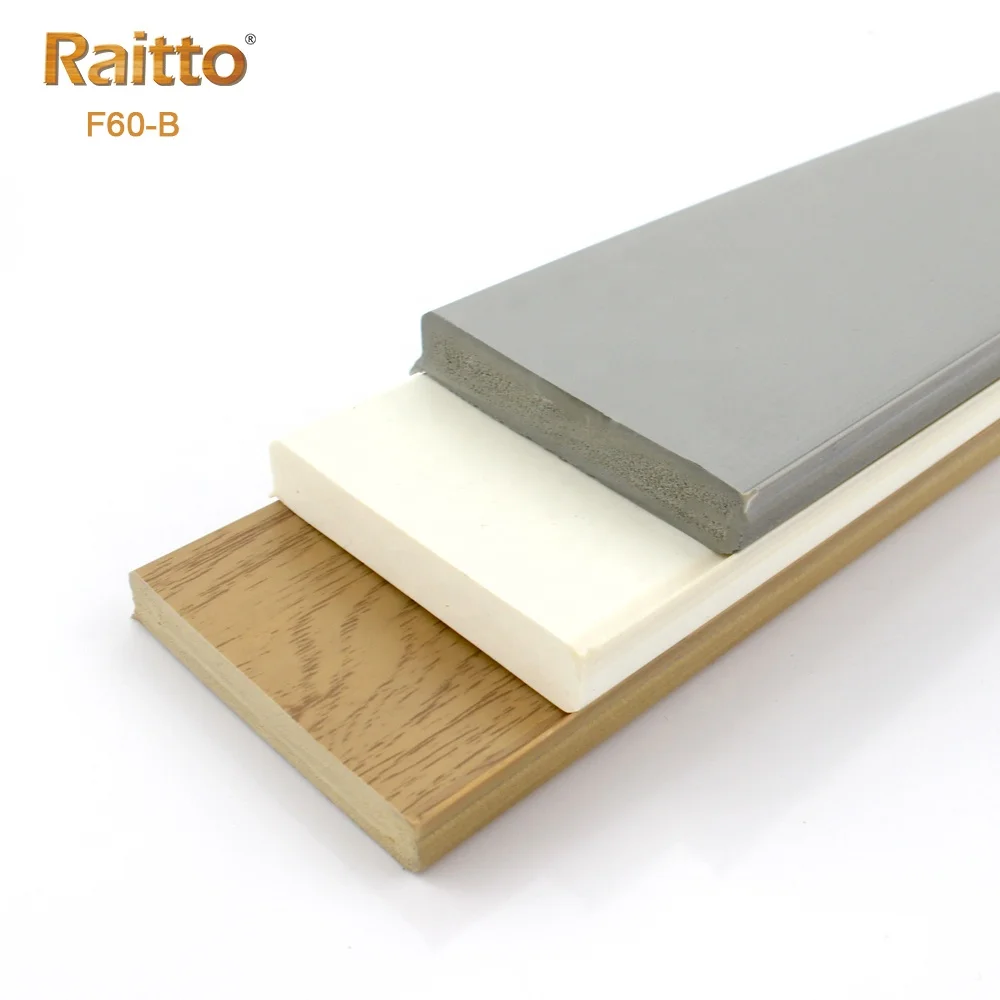 F60-B, RAITTO wholesale rubber skirting board PVC foam baseboard moulding