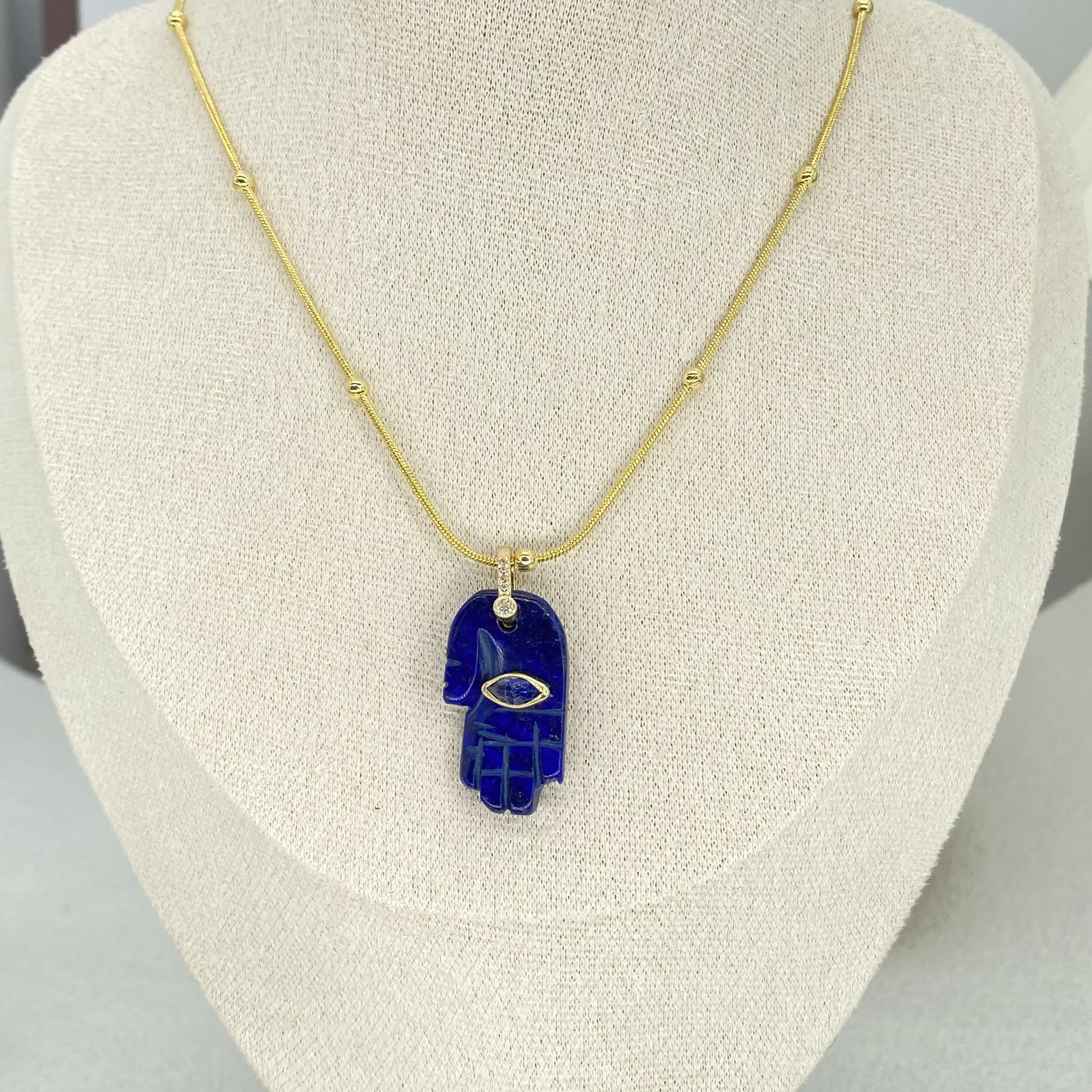 2024 INS HOT Fashion Jewelry Necklace Eye Evil with Diamond Gold Chain Palm Charm Pendant Necklace for Women Man Couple Gifts