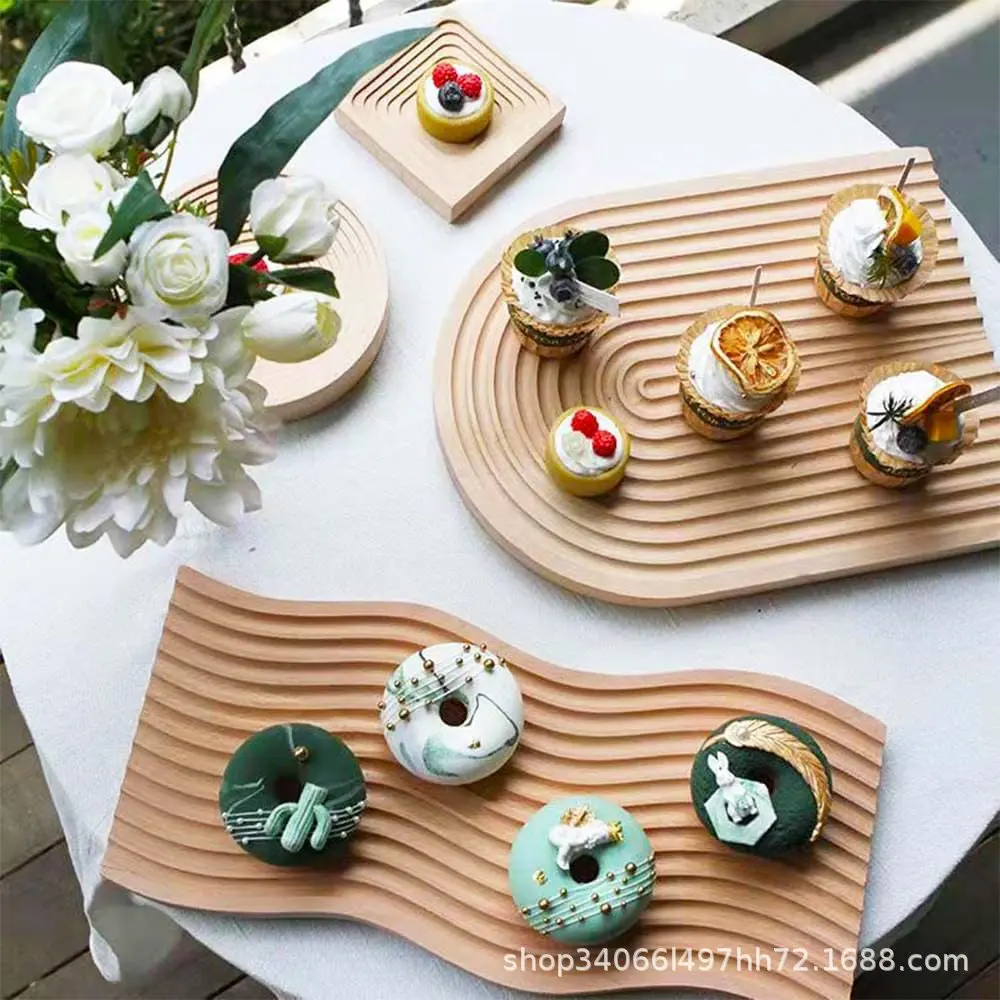 Water ripples household breadboard solid beech wood aromatherapy storage tray afternoon tea tray dinner plate wholesale