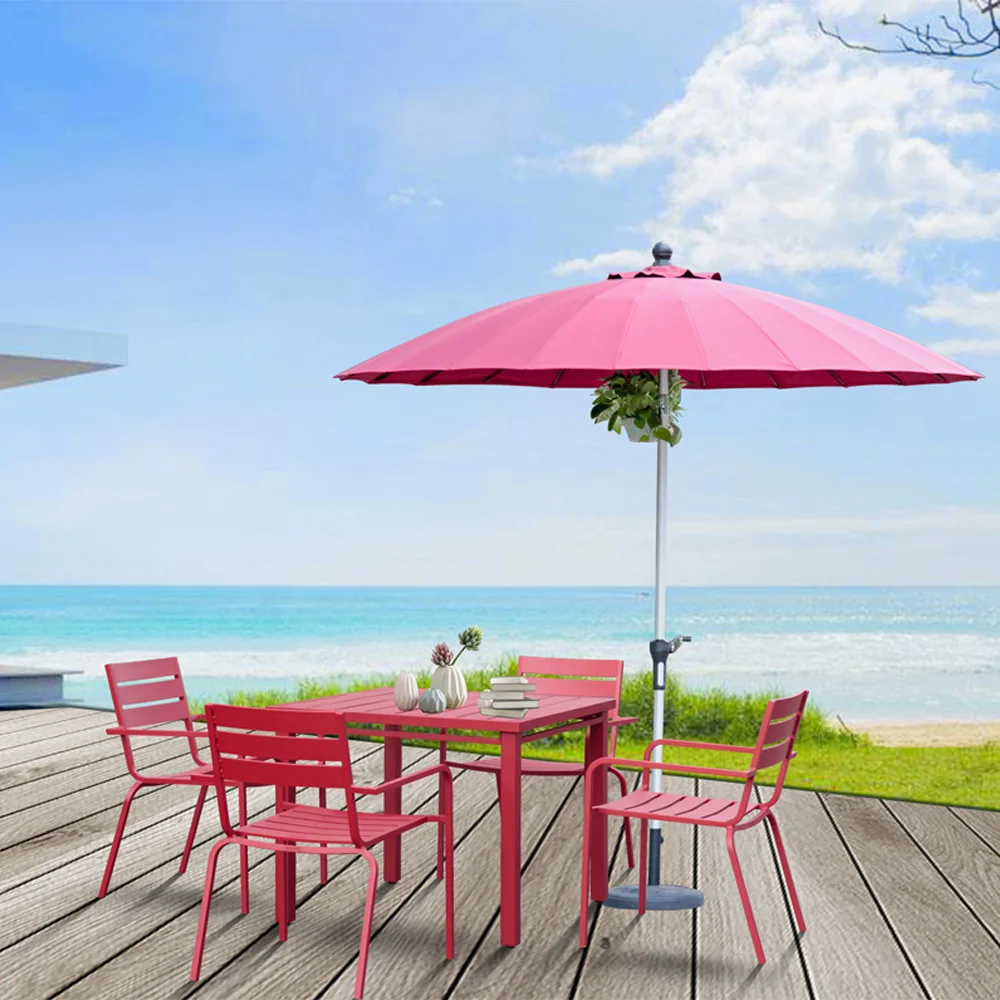 Wholesale heavy duty outdoor beach garden patio 2.5 m red sun umbrella with coffee table and chair