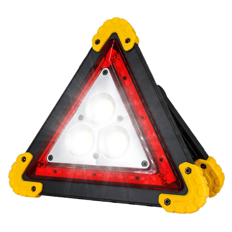 USB Rechargeable LED Outdoor Roadside Car early Yellow Red Reflector Warning Triangle Light