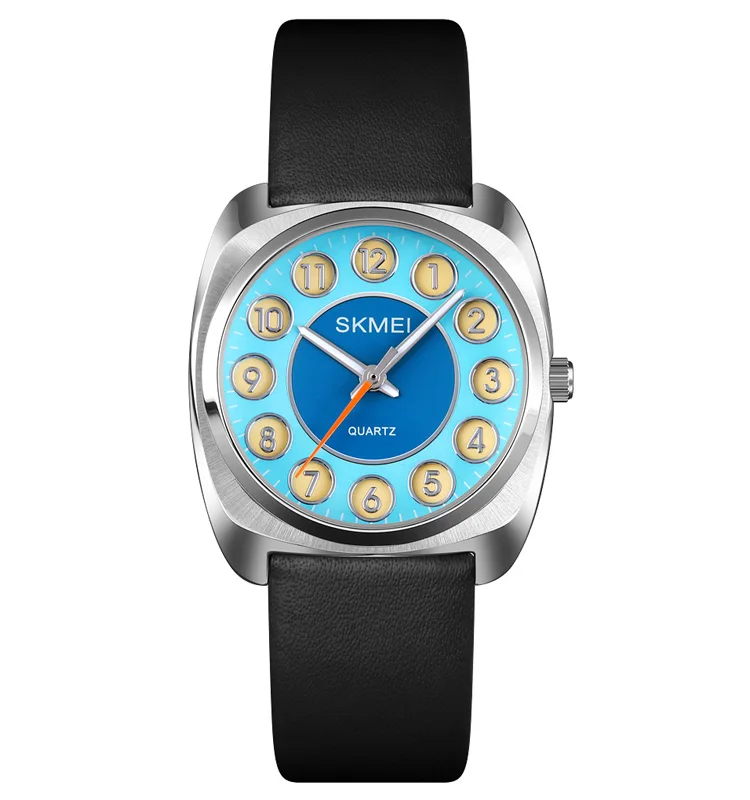 luxury skmei Q029 watch with logo leather strap big face watches