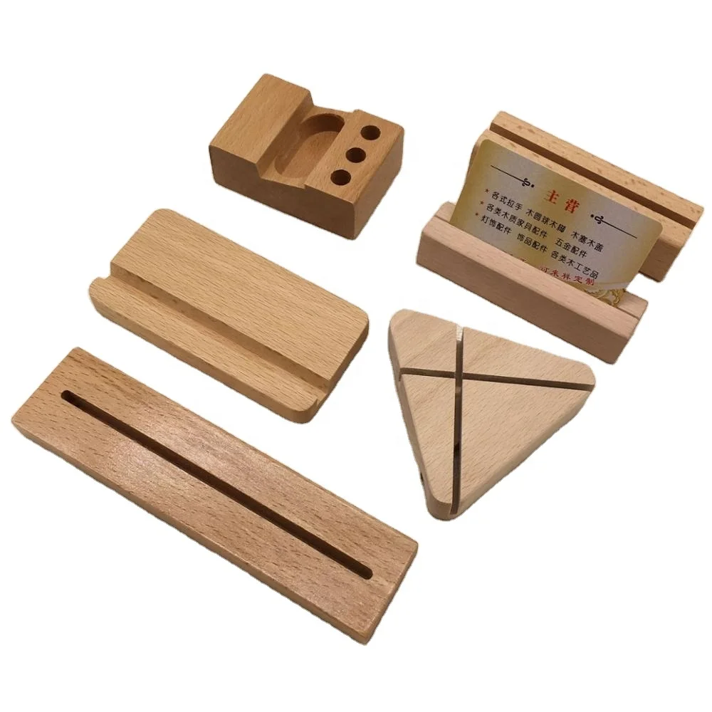 customized Wooden Card Base Desk Business Card Display Stand Wooden Card Holder wood product