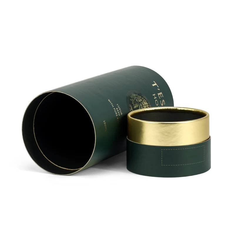 Custom hot stamping logo cardboard cylinder round paper box packaging tube for shampoo perfume face cream lotion with EVA foam