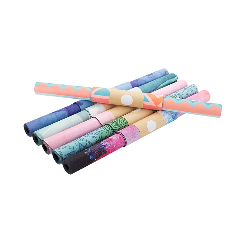 Exercise Printed Fitness Natural Rubber Non-slip Suede Yoga Portable Folding Pilates Reformer Mat