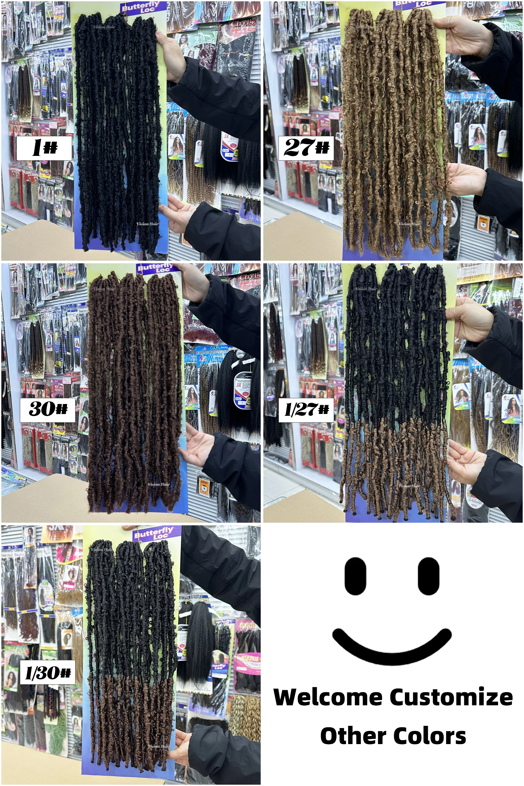 Long pre looped butterfly loc 20inch 24strands/pack ombre colorful 3x butterfly locks braiding hair crochet hair extension