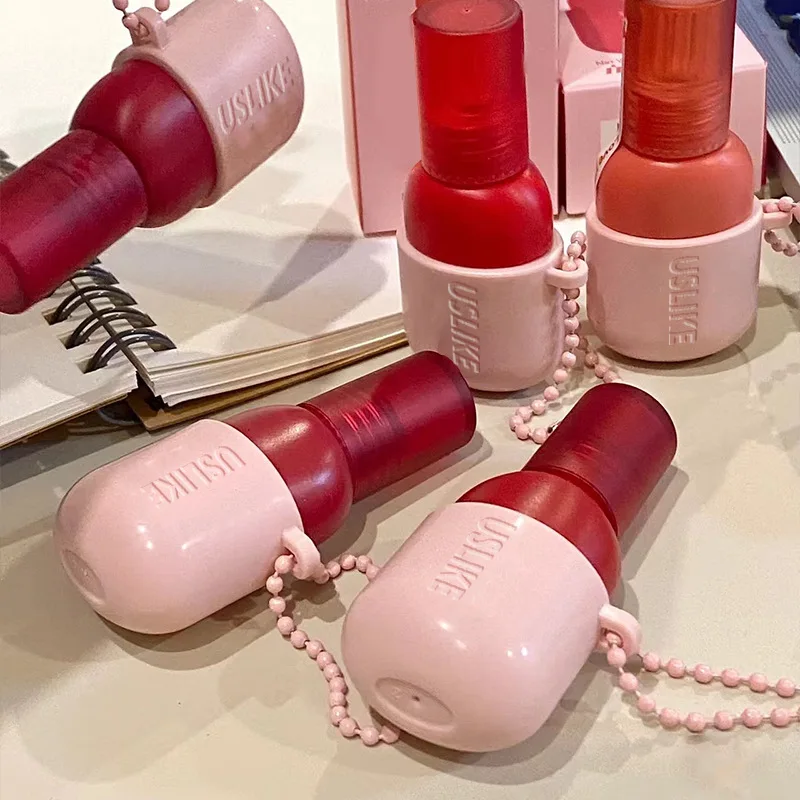 USLIKE Mini Lip Gloss Portable Keychain Lip Glaze Kawaii Lip Tint Makeup Korean Cosmetics for Female Makeup Matte Lipstick