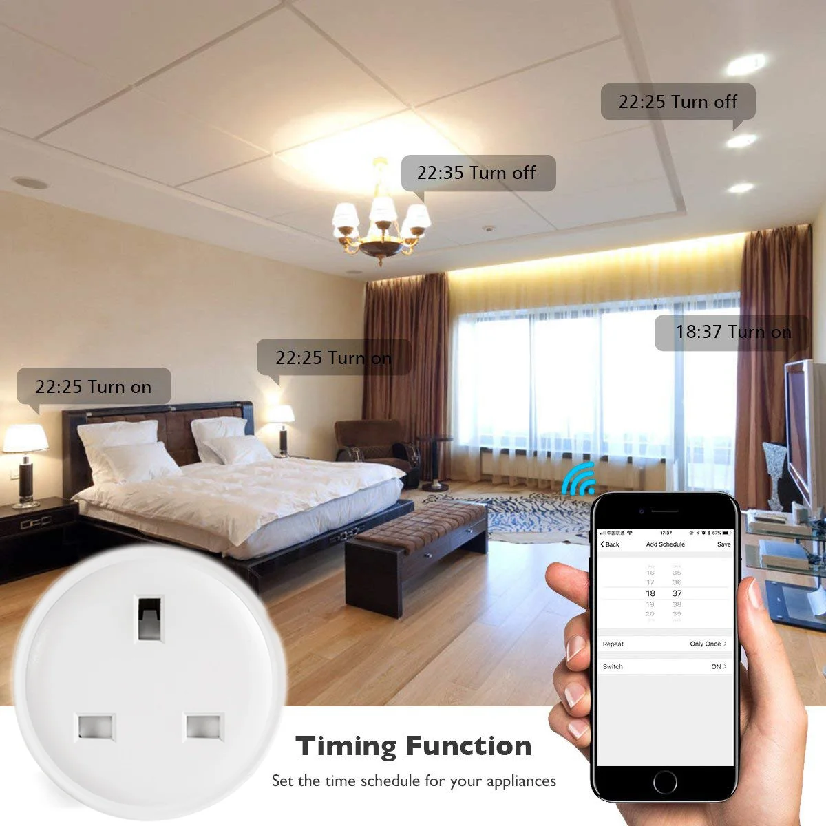 16A UK Smart Socket WIFI Zigbee-compatible Wireless Remote Control Outlet Smart Timer Plug Works With Alexa Google Home