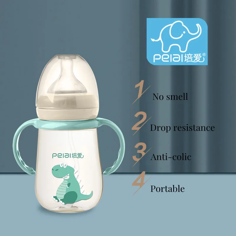 Food Grade PP Safe No Smell Non Toxic Anti-colic Babies Milk Bottle Silicone Nipple 240ml Baby Kids Infant Feeder Bottle