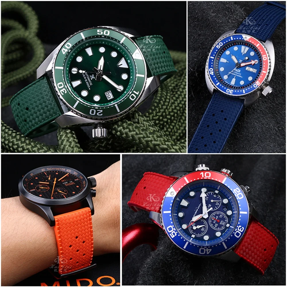 20mm 22mm Premium-Grade Tropic Rubber Silicone Watch Strap for  SRP777J1 Men Sport Diving Breathable Wrist Band Bracelet