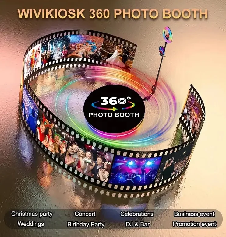 Oux New Vogue 80cm 100cm 115cm Revo Spin 360 Deluxe Led Photo Booth Enclosure Kit 360 Photo Booth with Software