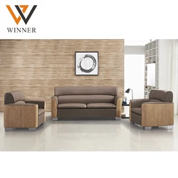 Sitting area 3 seater home furniture sofa with stainless legs boss PU modern leather office sofa set