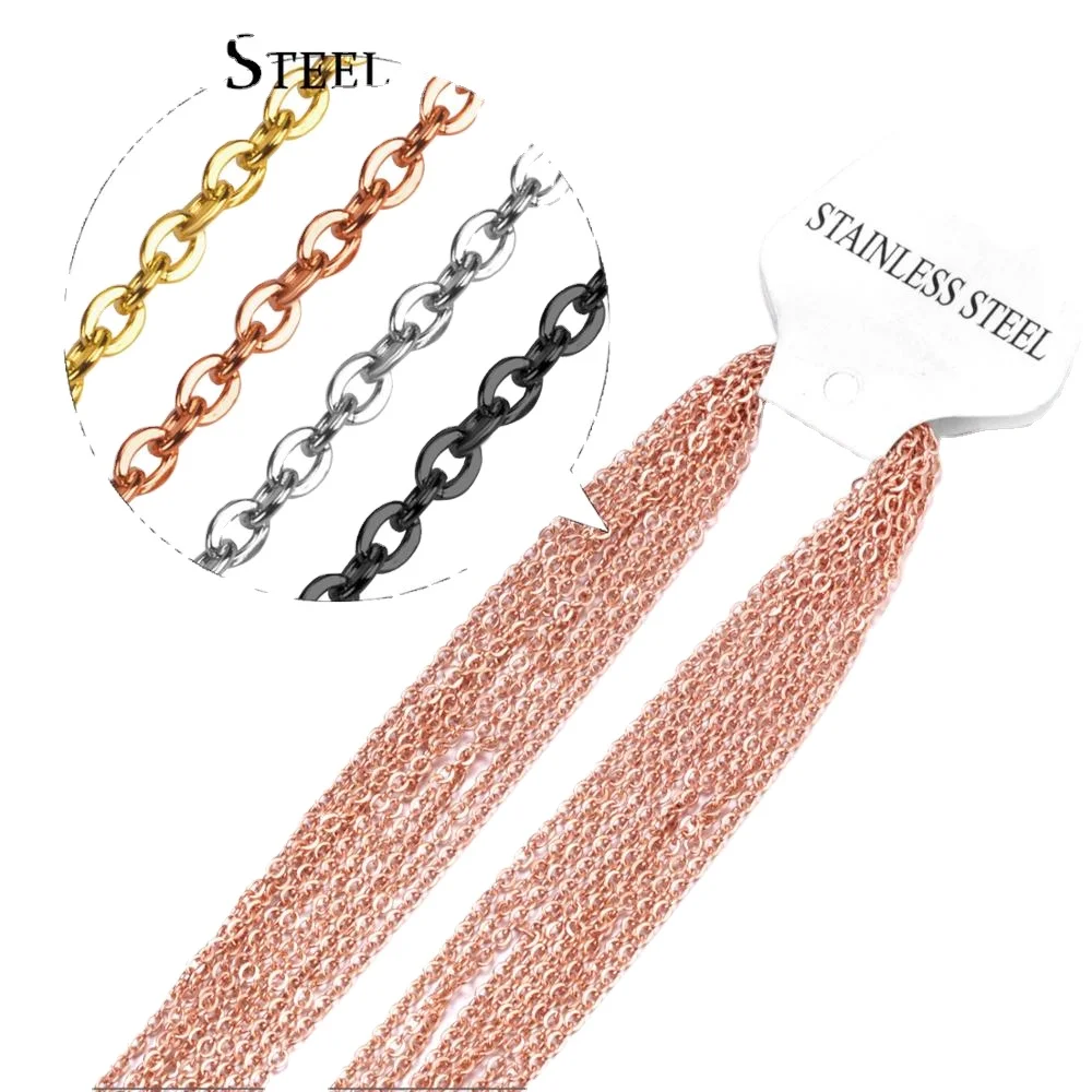 Ширина 2 мм круглая звеньевая цепочка из нержавеющей стали 18 к позолоченные цепочки для ожерелья Оптовая торговля Ювелирная