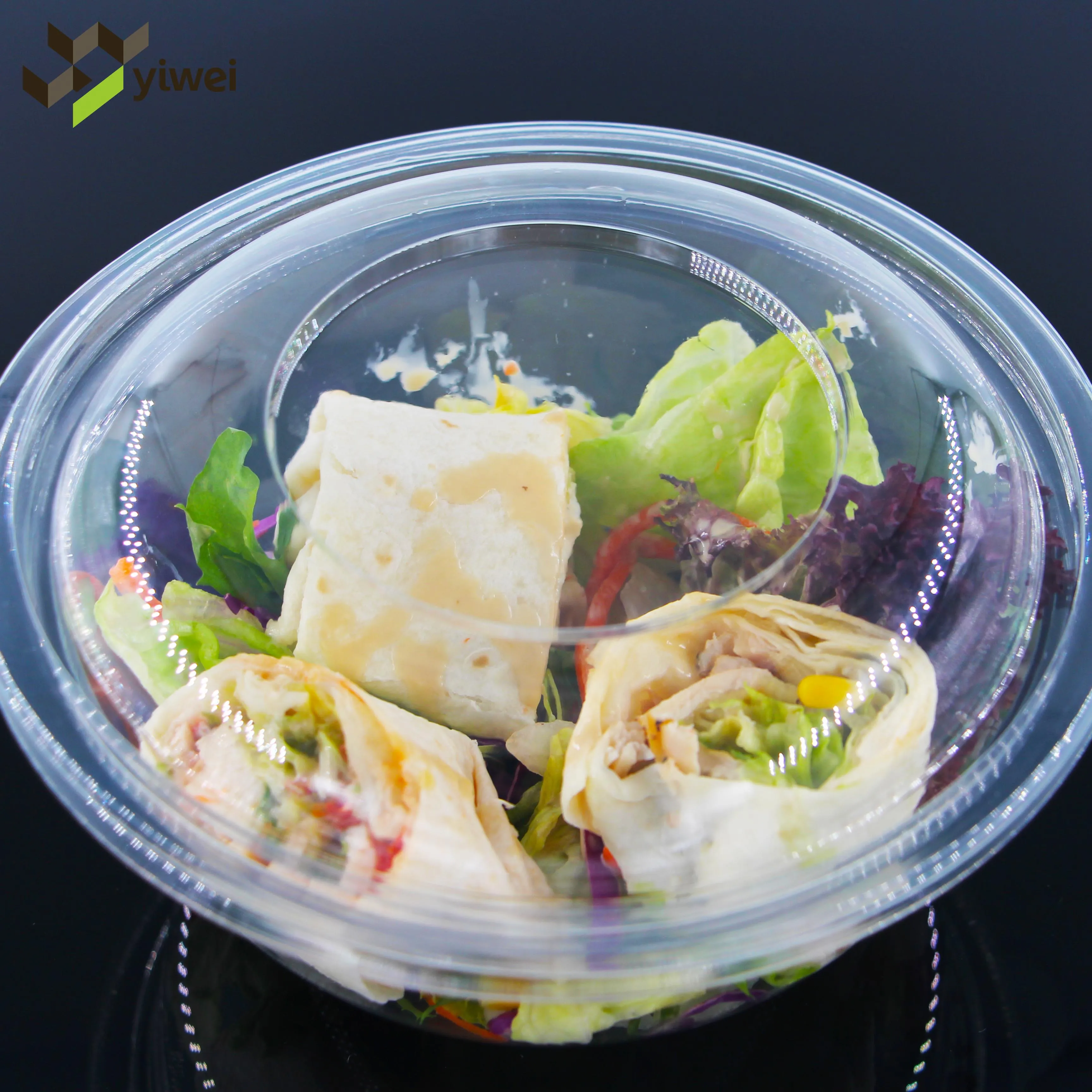 Оптовая продажа, пластиковая Салатница для домашних животных на вынос, 12 унций, 16 унций, пищевой контейнер без бисфенола А, индивидуальный логотип с герметичными круглыми крышками