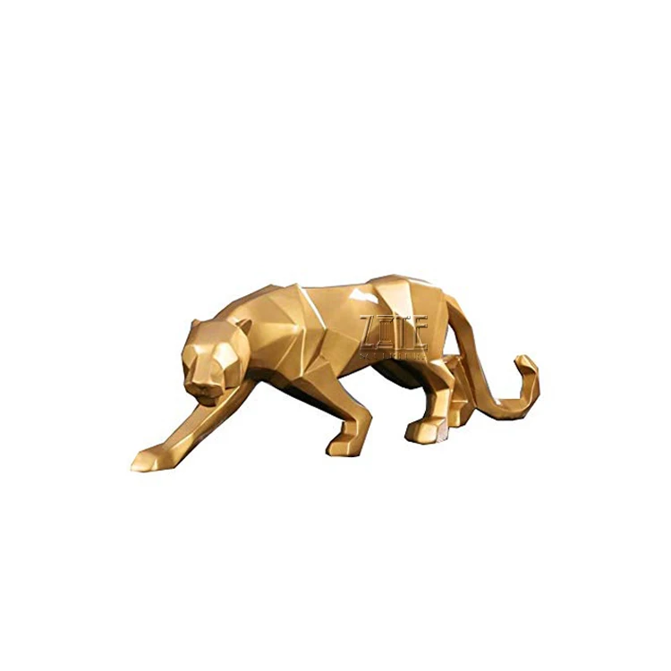 Фигурка животного из стекловолокна в натуральную величину, черная Геометрическая Смола, скульптура Пантеры