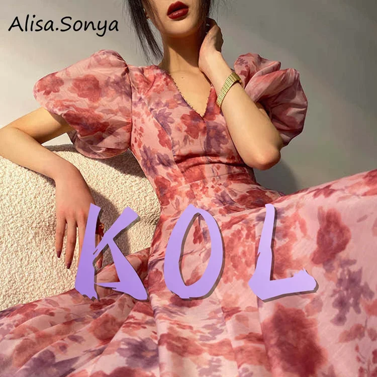 Женское Романтическое Платье-трапеция с французским принтом легкое роскошное платье миди бисером