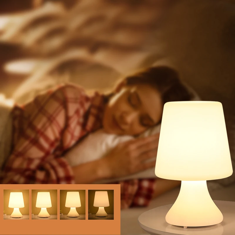 BSCI Factory Custom Eco Friendly PE Plastic Atmosphere RGB Dimmable Color Changing Cordless Rechargeable LED Table Lamp