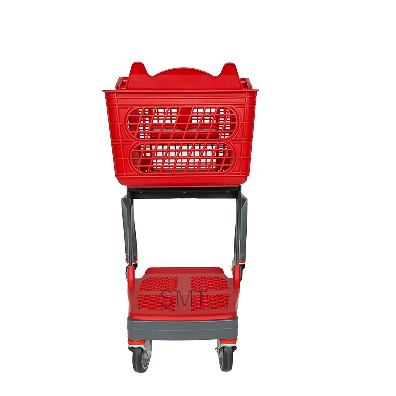 Wholesale All Plastic Retail Grocery Store Pure Plastic Supermarket Shopping Trolley Cart