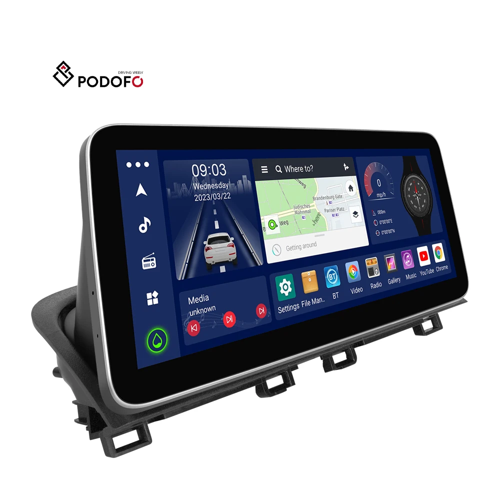 Podofo 12.3 inch 2+32/4+64G 8-core Android Car Radio Wireless Carplay/Android Auto For Mazda 3 2014-2016 OEM Auto Electronics
